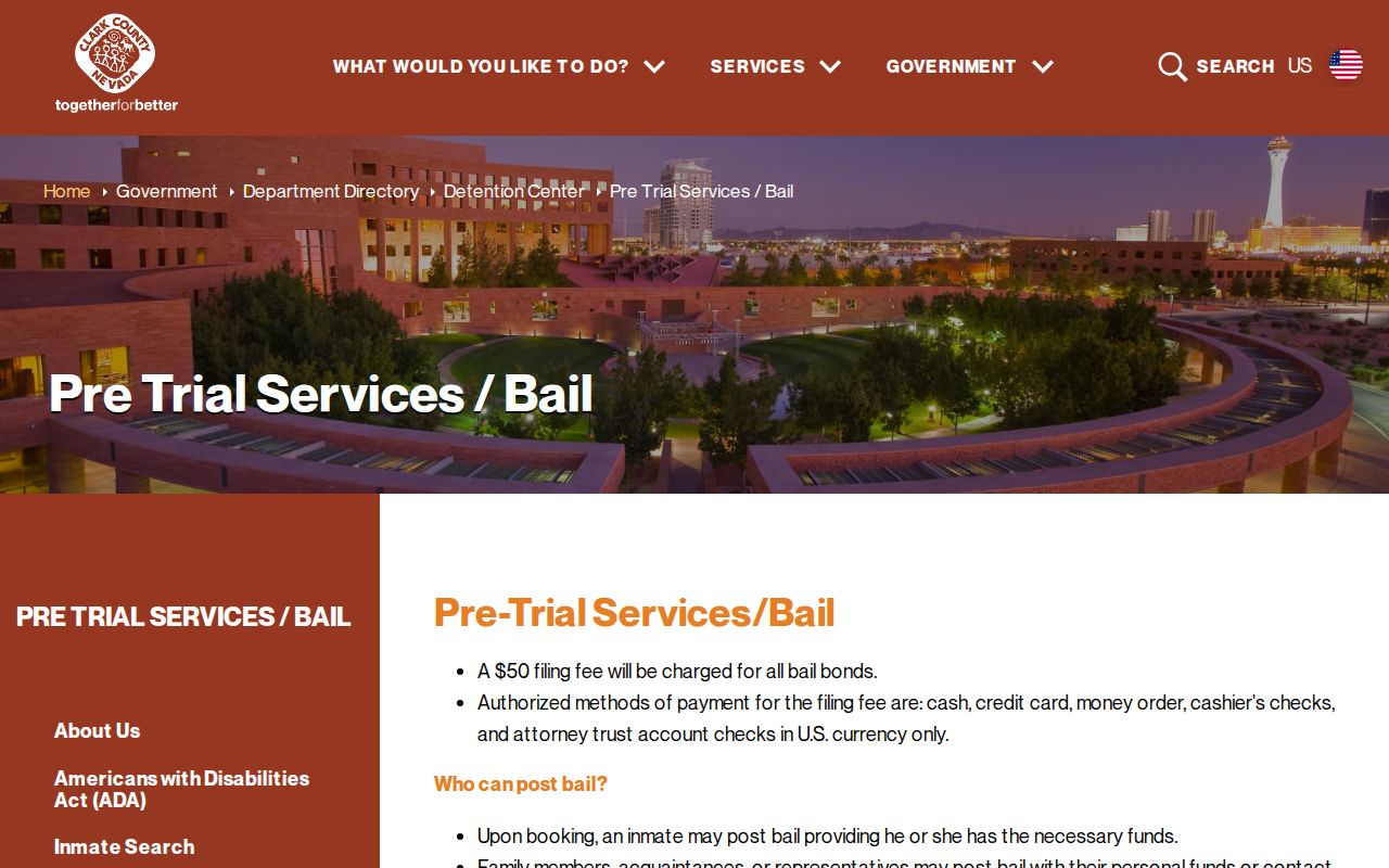 Clark County warrant records 24-hour Pre-Trial Services bail window