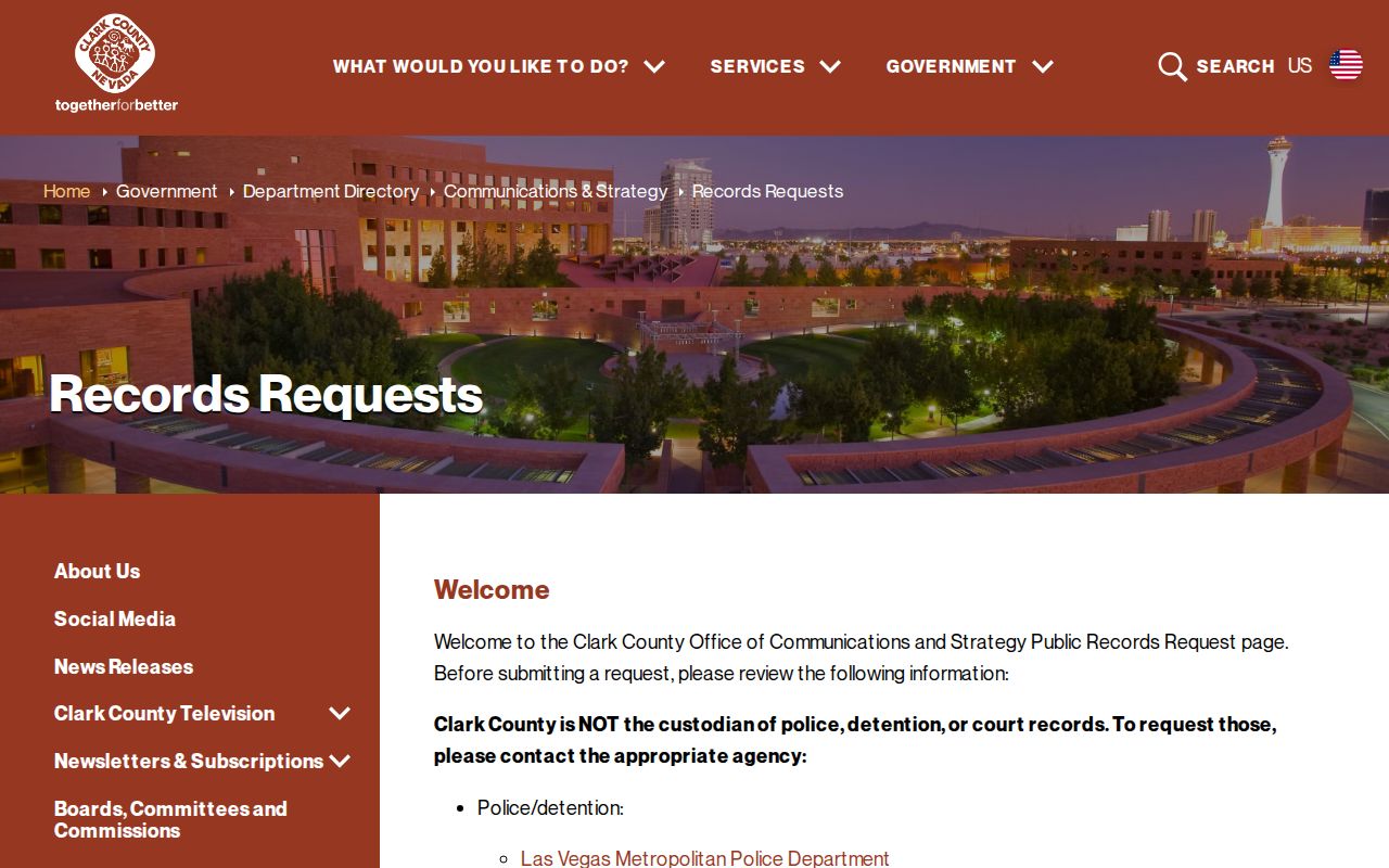 Clark County warrant search public-record routing information
