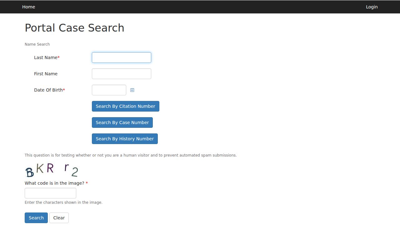Clark County warrant search Las Vegas Municipal Court name-search fields