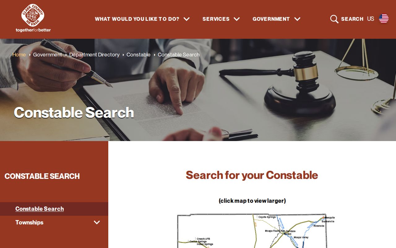 Clark County warrant records official court and service geography map