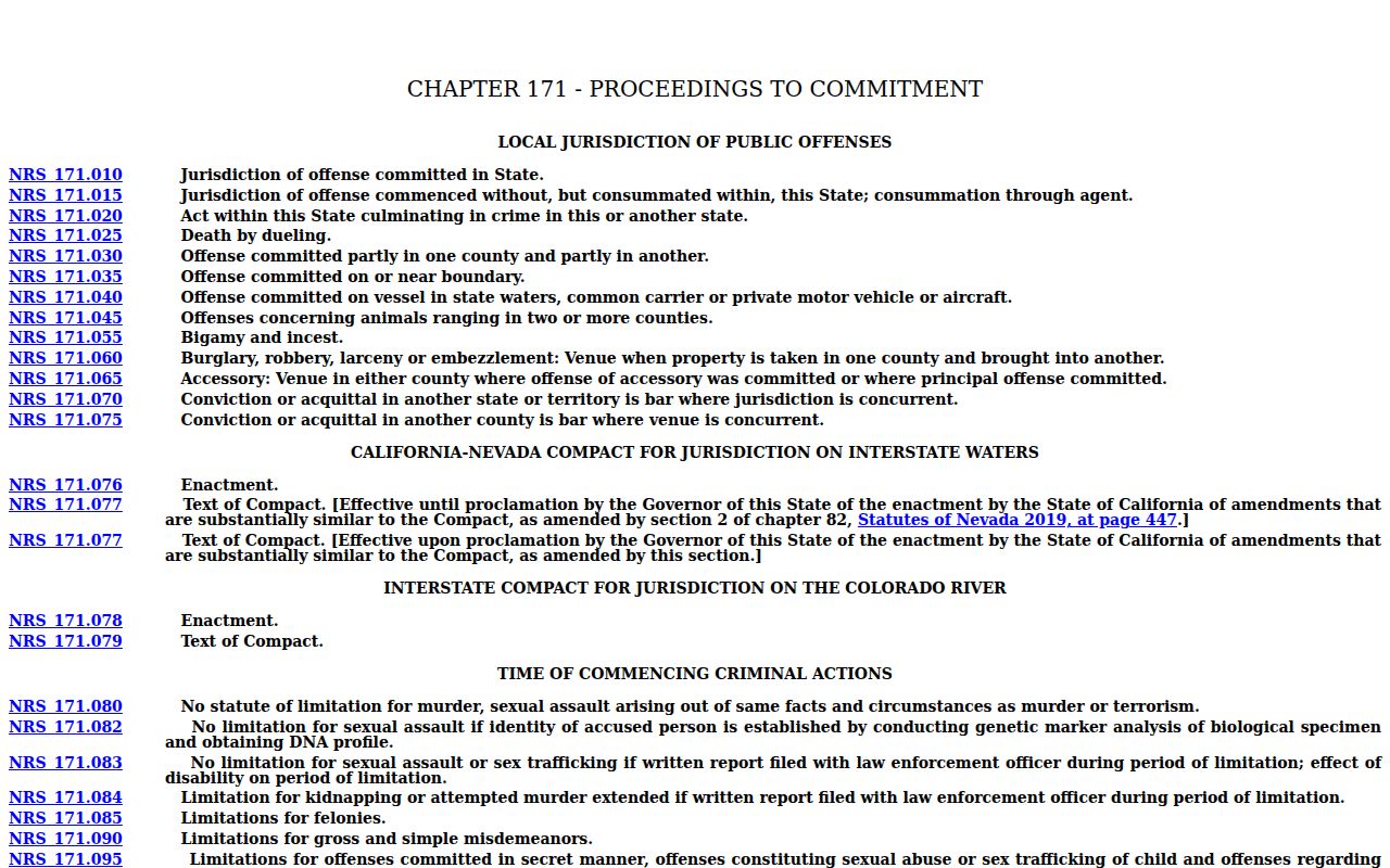 Clark County arrest warrants statutory warrant contents