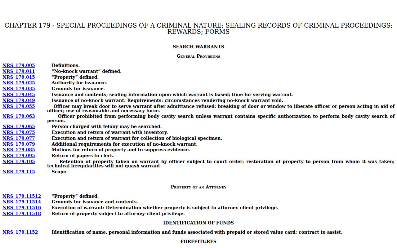 Clark County arrest warrants Nevada probable-cause statute information